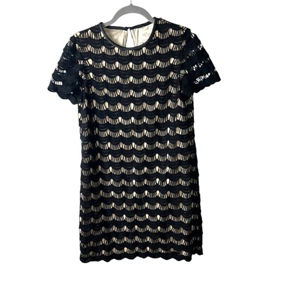 kate spade virginia scalloped lace shift dress women’s size 2 black short sleeve - Picture 1 of 8